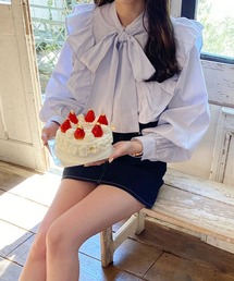 Heather（ヘザー）の「あいねねストライプフリルブラウス  276163（シャツ/ブラウス）」
