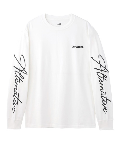 X-girl（エックスガール）の「PRINTED SLEEVE L/S TEE（Tシャツ/カットソー・レディース・ライトパープル/チャコール/ホワイト・XL/S/M/L）」の7枚目の写真