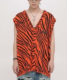 MASONPRINCE（メイソンプリンス）の「【MASONPRINCE】Oversized tiger pattern damage cotton sleeveless cardigan MJ2027（カーディガン/ボレロ）」