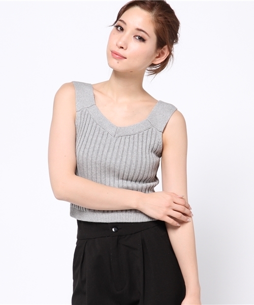 goocy（グーシー）の「リブKnitベスト（ニット/セーター・レディース・ホワイト/グレー/ブラック/サックスブルー・FREE）」の11枚目の写真
