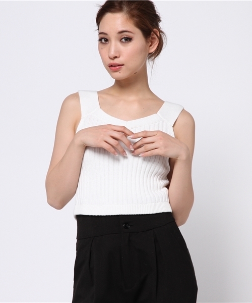 goocy（グーシー）の「リブKnitベスト（ニット/セーター・レディース・ホワイト/グレー/ブラック/サックスブルー・FREE）」の12枚目の写真