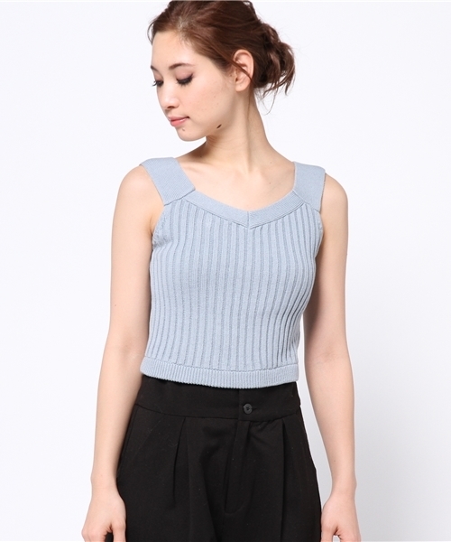 goocy（グーシー）の「リブKnitベスト（ニット/セーター・レディース・ホワイト/グレー/ブラック/サックスブルー・FREE）」の6枚目の写真