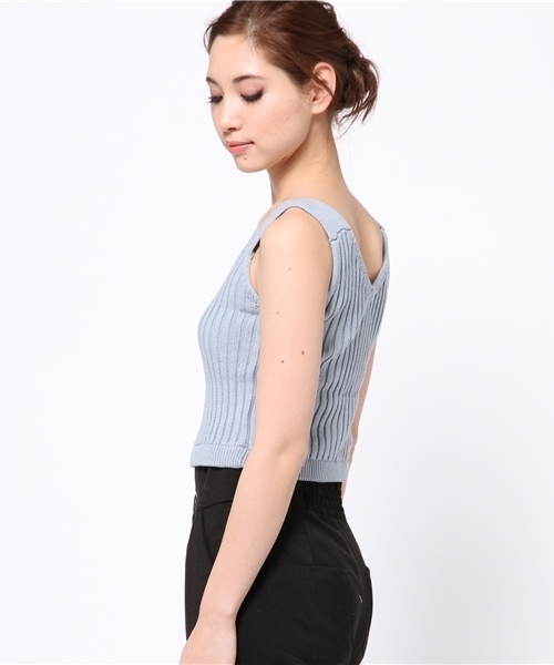 goocy（グーシー）の「リブKnitベスト（ニット/セーター・レディース・ホワイト/グレー/ブラック/サックスブルー・FREE）」の7枚目の写真