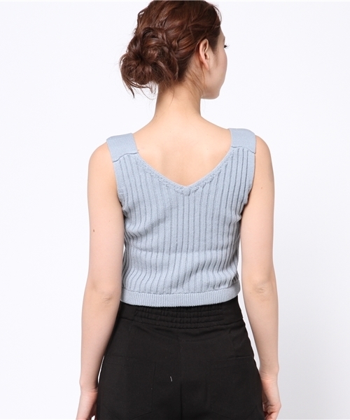 goocy（グーシー）の「リブKnitベスト（ニット/セーター・レディース・ホワイト/グレー/ブラック/サックスブルー・FREE）」の8枚目の写真