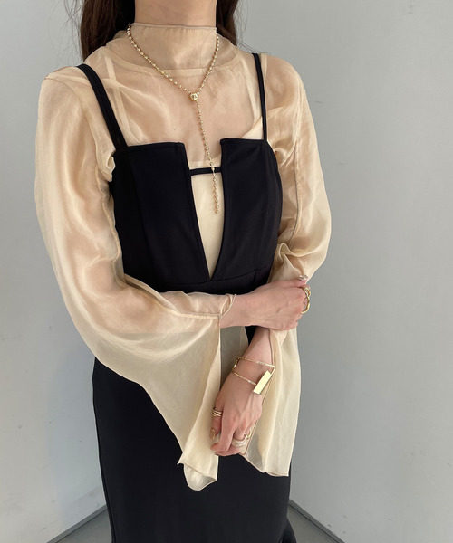 JUNOAH（ジュノア）の「マーメイドキャミワンピース（ワンピース・レディース・ブラック/ホワイト/ベージュ/チャコールグレー/ブラウン/カーキ・MEDIUM/LARGE/X-LARGE）」の8枚目の写真