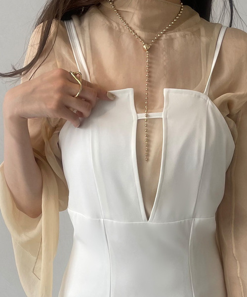 JUNOAH（ジュノア）の「マーメイドキャミワンピース（ワンピース・レディース・ブラック/ホワイト/ベージュ/チャコールグレー/ブラウン/カーキ・MEDIUM/LARGE/X-LARGE）」の14枚目の写真