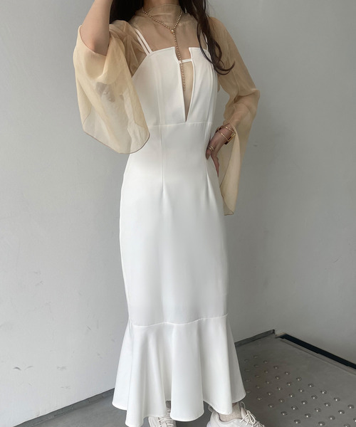 JUNOAH（ジュノア）の「マーメイドキャミワンピース（ワンピース・レディース・ブラック/ホワイト/ベージュ/チャコールグレー/ブラウン/カーキ・MEDIUM/LARGE/X-LARGE）」の12枚目の写真