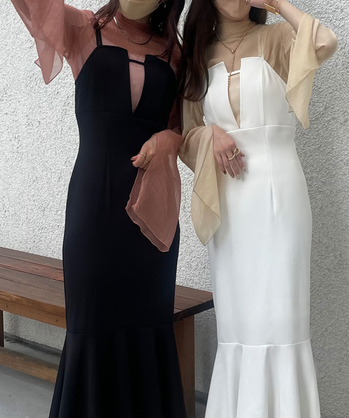 JUNOAH（ジュノア）の「マーメイドキャミワンピース（ワンピース・レディース・ブラック/ホワイト/ベージュ/チャコールグレー/ブラウン/カーキ・MEDIUM/LARGE/X-LARGE）」の10枚目の写真