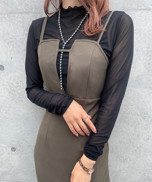 JUNOAH（ジュノア）の「マーメイドキャミワンピース（ワンピース・レディース・ブラック/ホワイト/ベージュ/チャコールグレー/ブラウン/カーキ・MEDIUM/LARGE/X-LARGE）」の22枚目の写真