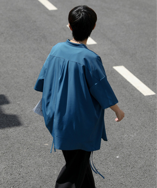 neos（ネオス）の「【neos -addictive design-】ルーズシルエット バンドカラー サイドロープ ハーフスリーブ シャツ（シャツ/ブラウス・メンズ・グリーン/ネイビー/ピンクベージュ・LARGE/MEDIUM）」の12枚目の写真