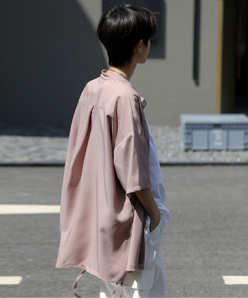 neos（ネオス）の「【neos -addictive design-】ルーズシルエット バンドカラー サイドロープ ハーフスリーブ シャツ（シャツ/ブラウス・メンズ・グリーン/ネイビー/ピンクベージュ・LARGE/MEDIUM）」の17枚目の写真