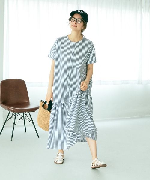 PUAL CE CIN（ピュアルセシン）の「タイプライター先染めストライプワンピース（ワンピース・レディース・その他1/その他2・FREE）」の3枚目の写真