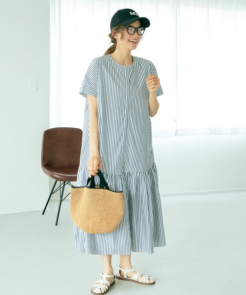 PUAL CE CIN（ピュアルセシン）の「タイプライター先染めストライプワンピース（ワンピース・レディース・その他1/その他2・FREE）」の4枚目の写真