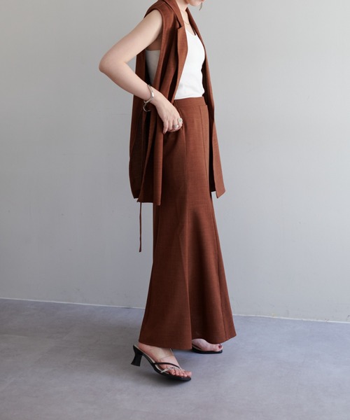 DISCOAT(ディスコート)の「【WEB限定】リネンライクマーメードスカート(スカート・レディース・アイボリー/グリーン/ブラウン/ベージュ/ブラック・FREE)」の7枚目の写真