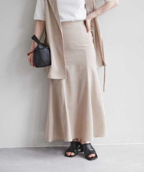 DISCOAT(ディスコート)の「【WEB限定】リネンライクマーメードスカート(スカート・レディース・アイボリー/グリーン/ブラウン/ベージュ/ブラック・FREE)」の6枚目の写真
