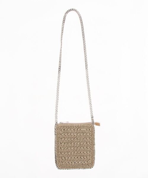 cache cache(カシュ カシュ)の「カシュカシュ cachecache / チェーンかがり横編みポシェット(かごバッグ・レディース・ベージュ系その他/グリーン/パープル/ブラック・FREE)」の3枚目の写真