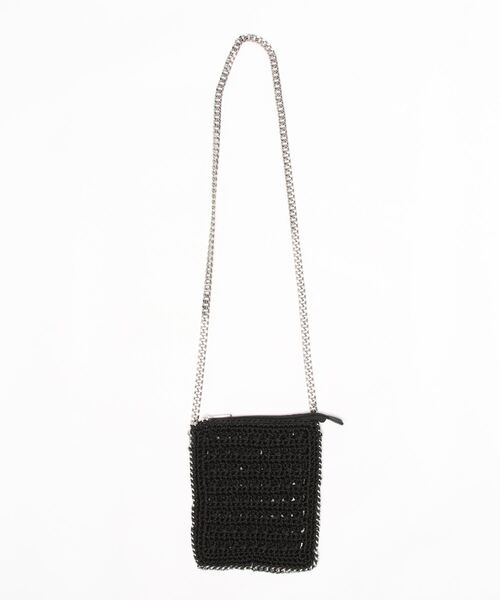 cache cache(カシュ カシュ)の「カシュカシュ cachecache / チェーンかがり横編みポシェット(かごバッグ・レディース・ベージュ系その他/グリーン/パープル/ブラック・FREE)」の2枚目の写真