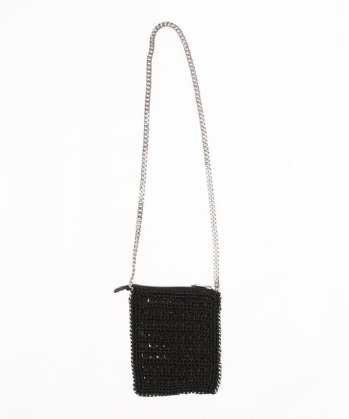 cache cache(カシュ カシュ)の「カシュカシュ cachecache / チェーンかがり横編みポシェット(かごバッグ・レディース・ベージュ系その他/グリーン/パープル/ブラック・FREE)」の5枚目の写真