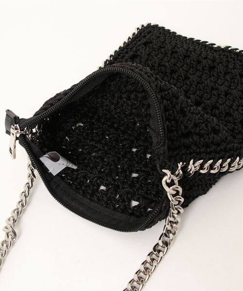 cache cache(カシュ カシュ)の「カシュカシュ cachecache / チェーンかがり横編みポシェット(かごバッグ・レディース・ベージュ系その他/グリーン/パープル/ブラック・FREE)」の7枚目の写真