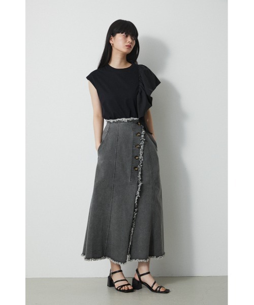 waist asymmetryスリットスカート AZUL by moussy（アズールバイマウジー）の「ASYMMETRY BUTTON