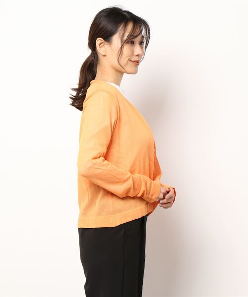 SpRay(スプレイ)の「シアーニットVカーディガン(カーディガン/ボレロ・レディース・ホワイト/ブラック/ピンク/オレンジ/イエロー/グリーン/ライトグリーン/ブルー/パープル/ブラウン/ダークパープル/ダークグリーン・FREE)」の13枚目の写真