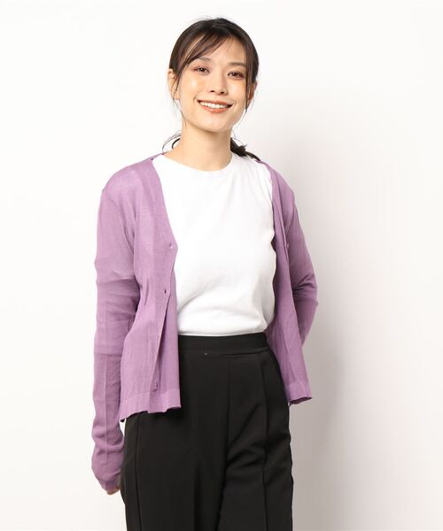 SpRay(スプレイ)の「シアーニットVカーディガン(カーディガン/ボレロ・レディース・ホワイト/ブラック/ピンク/オレンジ/イエロー/グリーン/ライトグリーン/ブルー/パープル/ブラウン/ダークパープル/ダークグリーン・FREE)」の22枚目の写真