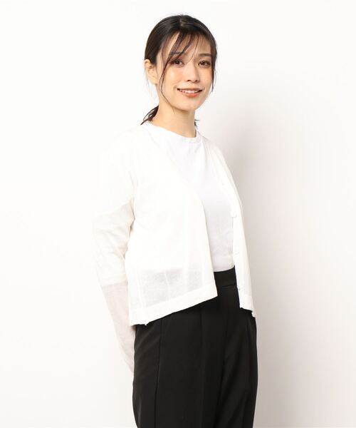 SpRay(スプレイ)の「シアーニットVカーディガン(カーディガン/ボレロ・レディース・ホワイト/ブラック/ピンク/オレンジ/イエロー/グリーン/ライトグリーン/ブルー/パープル/ブラウン/ダークパープル/ダークグリーン・FREE)」の21枚目の写真