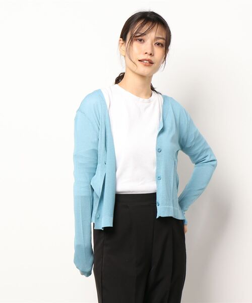 SpRay(スプレイ)の「シアーニットVカーディガン(カーディガン/ボレロ・レディース・ホワイト/ブラック/ピンク/オレンジ/イエロー/グリーン/ライトグリーン/ブルー/パープル/ブラウン/ダークパープル/ダークグリーン・FREE)」の20枚目の写真