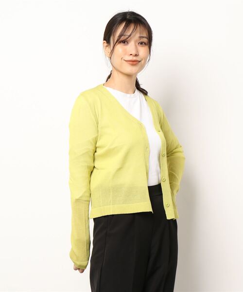 SpRay(スプレイ)の「シアーニットVカーディガン(カーディガン/ボレロ・レディース・ホワイト/ブラック/ピンク/オレンジ/イエロー/グリーン/ライトグリーン/ブルー/パープル/ブラウン/ダークパープル/ダークグリーン・FREE)」の19枚目の写真