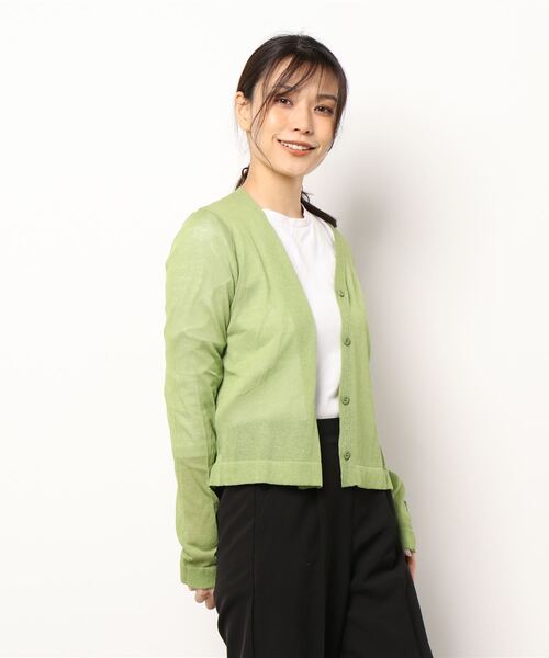 SpRay(スプレイ)の「シアーニットVカーディガン(カーディガン/ボレロ・レディース・ホワイト/ブラック/ピンク/オレンジ/イエロー/グリーン/ライトグリーン/ブルー/パープル/ブラウン/ダークパープル/ダークグリーン・FREE)」の18枚目の写真