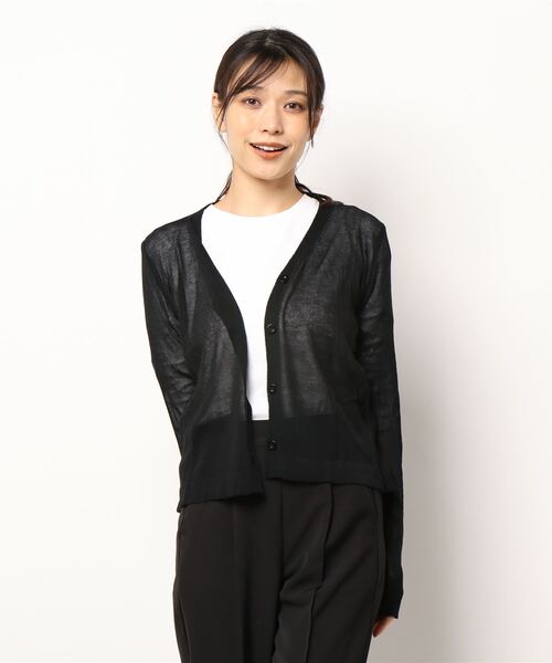 SpRay(スプレイ)の「シアーニットVカーディガン(カーディガン/ボレロ・レディース・ホワイト/ブラック/ピンク/オレンジ/イエロー/グリーン/ライトグリーン/ブルー/パープル/ブラウン/ダークパープル/ダークグリーン・FREE)」の15枚目の写真