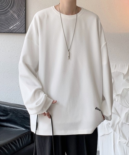 FVLMEN（フルメン）の「【FVLMEN】onepoint logo longsleeve tee/ワンポイント ロゴ ロングスリーブ T（Tシャツ/カットソー・メンズ・オフホワイト/ブラック/ブラウン/ベージュ/ブルー・MEDIUM/LARGE/X-LARGE）」の12枚目の写真