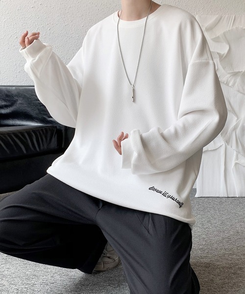 FVLMEN（フルメン）の「【FVLMEN】onepoint logo longsleeve tee/ワンポイント ロゴ ロングスリーブ T（Tシャツ/カットソー・メンズ・オフホワイト/ブラック/ブラウン/ベージュ/ブルー・MEDIUM/LARGE/X-LARGE）」の14枚目の写真