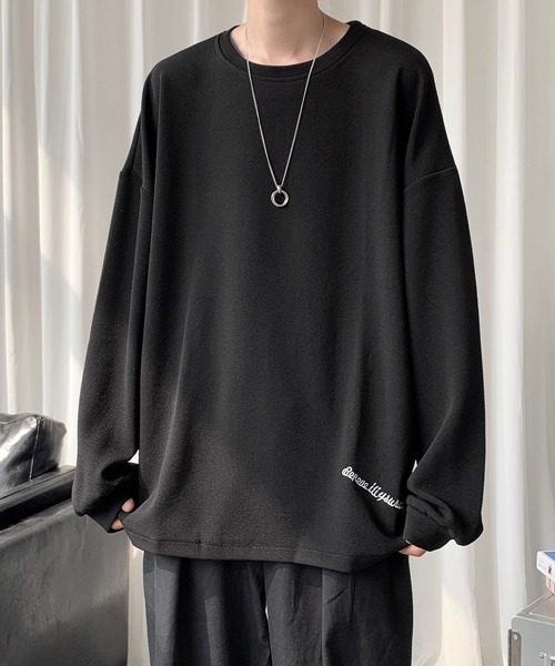 FVLMEN（フルメン）の「【FVLMEN】onepoint logo longsleeve tee/ワンポイント ロゴ ロングスリーブ T（Tシャツ/カットソー・メンズ・オフホワイト/ブラック/ブラウン/ベージュ/ブルー・MEDIUM/LARGE/X-LARGE）」の15枚目の写真