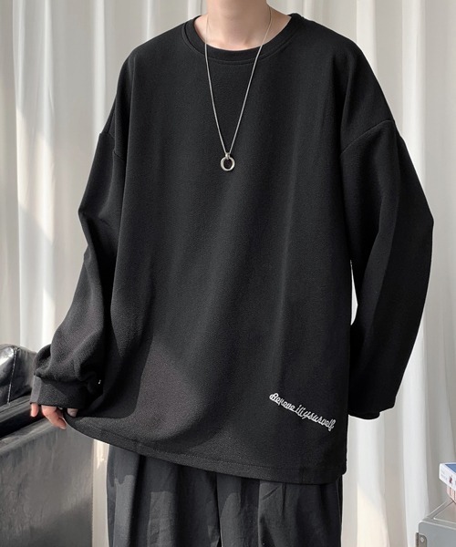 FVLMEN（フルメン）の「【FVLMEN】onepoint logo longsleeve tee/ワンポイント ロゴ ロングスリーブ T（Tシャツ/カットソー・メンズ・オフホワイト/ブラック/ブラウン/ベージュ/ブルー・MEDIUM/LARGE/X-LARGE）」の17枚目の写真