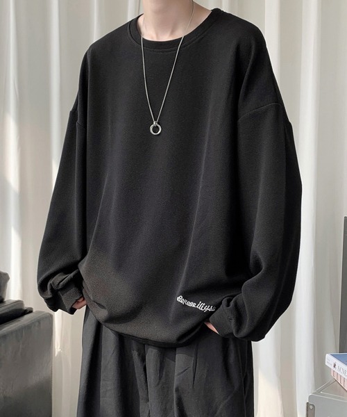 FVLMEN（フルメン）の「【FVLMEN】onepoint logo longsleeve tee/ワンポイント ロゴ ロングスリーブ T（Tシャツ/カットソー・メンズ・オフホワイト/ブラック/ブラウン/ベージュ/ブルー・MEDIUM/LARGE/X-LARGE）」の18枚目の写真