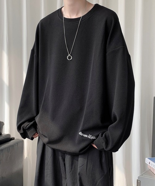 FVLMEN（フルメン）の「【FVLMEN】onepoint logo longsleeve tee/ワンポイント ロゴ ロングスリーブ T（Tシャツ/カットソー・メンズ・オフホワイト/ブラック/ブラウン/ベージュ/ブルー・MEDIUM/LARGE/X-LARGE）」の19枚目の写真