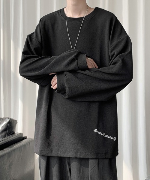 FVLMEN（フルメン）の「【FVLMEN】onepoint logo longsleeve tee/ワンポイント ロゴ ロングスリーブ T（Tシャツ/カットソー・メンズ・オフホワイト/ブラック/ブラウン/ベージュ/ブルー・MEDIUM/LARGE/X-LARGE）」の20枚目の写真