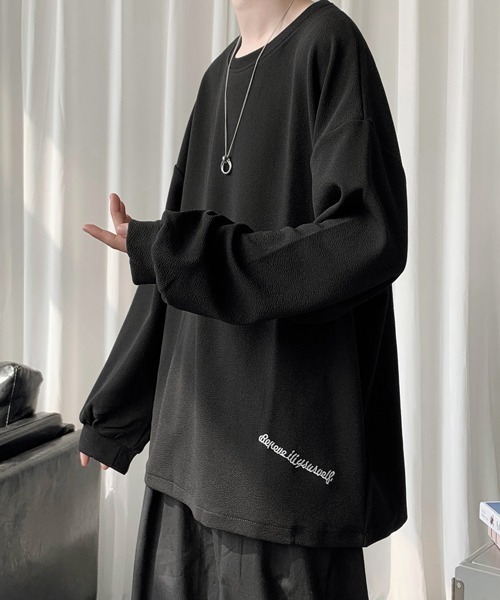 FVLMEN（フルメン）の「【FVLMEN】onepoint logo longsleeve tee/ワンポイント ロゴ ロングスリーブ T（Tシャツ/カットソー・メンズ・オフホワイト/ブラック/ブラウン/ベージュ/ブルー・MEDIUM/LARGE/X-LARGE）」の22枚目の写真