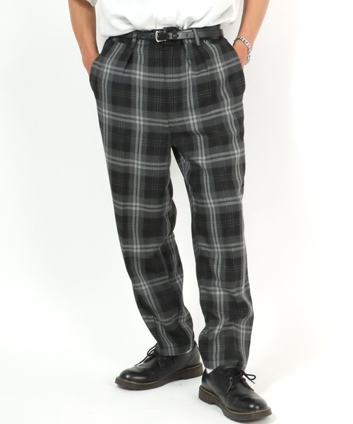 Salong hameu(サロン ハミュー)の「TRワイドスラックスパンツ メンズ レディース/センタープレスバギーパンツ/無地・チェック柄(スラックス・メンズ・ブラック/ホワイト系その他/ベージュ系その他/ブラウン系その他/グレー系その他/ブラック系その他/グレー系その他2・L/M)」の3枚目の写真