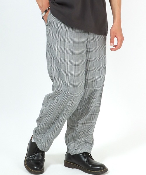 Salong hameu(サロン ハミュー)の「TRワイドスラックスパンツ メンズ レディース/センタープレスバギーパンツ/無地・チェック柄(スラックス・メンズ・ブラック/ホワイト系その他/ベージュ系その他/ブラウン系その他/グレー系その他/ブラック系その他/グレー系その他2・L/M)」の4枚目の写真