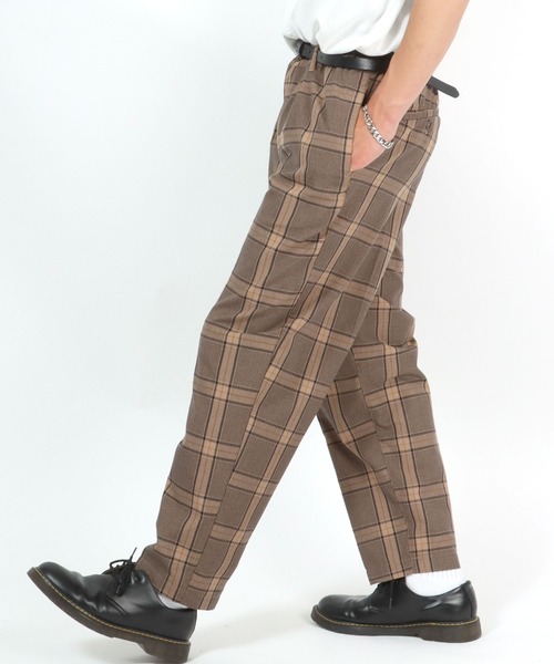 Salong hameu(サロン ハミュー)の「TRワイドスラックスパンツ メンズ レディース/センタープレスバギーパンツ/無地・チェック柄(スラックス・メンズ・ブラック/ホワイト系その他/ベージュ系その他/ブラウン系その他/グレー系その他/ブラック系その他/グレー系その他2・L/M)」の6枚目の写真