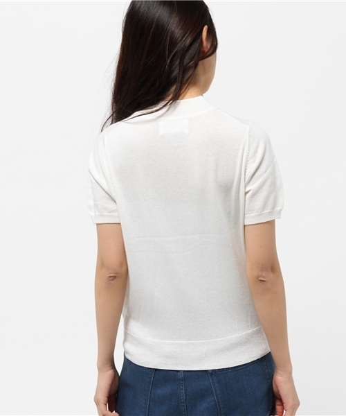 mystic（ミスティック）の「シルク混半袖ハイネックプルオー（ニット/セーター・レディース・オフホワイト/グレー/ブラック/ピンク・ﾌﾘ-）」の11枚目の写真