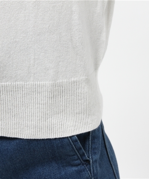 mystic（ミスティック）の「シルク混半袖ハイネックプルオー（ニット/セーター・レディース・オフホワイト/グレー/ブラック/ピンク・ﾌﾘ-）」の7枚目の写真