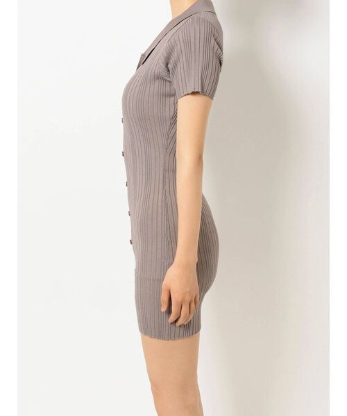 GYDA（ジェイダ）の「ハーフスリーブPOLOニットタイトワンピース（ワンピース・レディース・ブラック/ベージュ・FREE）」の12枚目の写真