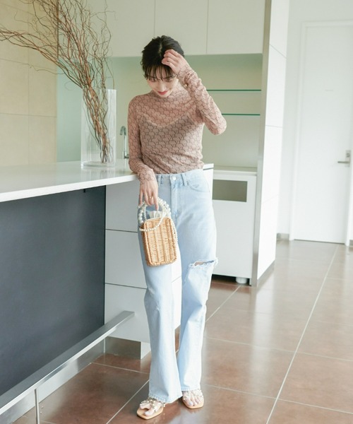 VIOLETTA（ヴィオレッタ）の「サイドスリットストレートデニムパンツ（デニムパンツ・レディース・ブルー・FREE）」の8枚目の写真