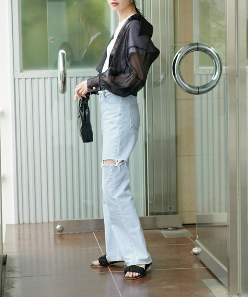 VIOLETTA（ヴィオレッタ）の「サイドスリットストレートデニムパンツ（デニムパンツ・レディース・ブルー・FREE）」の10枚目の写真