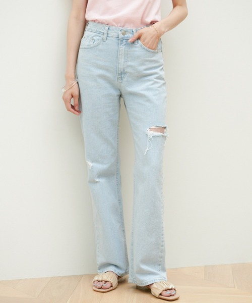 VIOLETTA（ヴィオレッタ）の「サイドスリットストレートデニムパンツ（デニムパンツ・レディース・ブルー・FREE）」の15枚目の写真