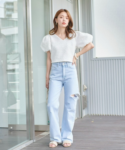 VIOLETTA（ヴィオレッタ）の「サイドスリットストレートデニムパンツ（デニムパンツ・レディース・ブルー・FREE）」の18枚目の写真