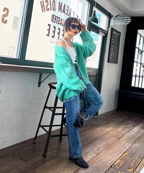 PAGEBOY（ページボーイ）の「ブラッシュヤーンVカーディガン（カーディガン/ボレロ・レディース・ブラック系その他/グリーン系その他/ピンク系その他/グレイッシュベージュ/ターコイズブルー系/オレンジ・FREE）」の18枚目の写真